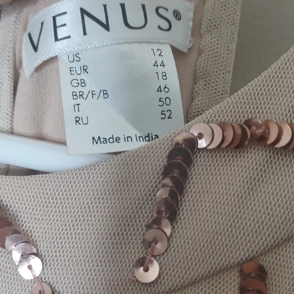 NWT Venus Rose Gold Sequin Sleeveless Maxi Gown 12 - Picture 3 of 6